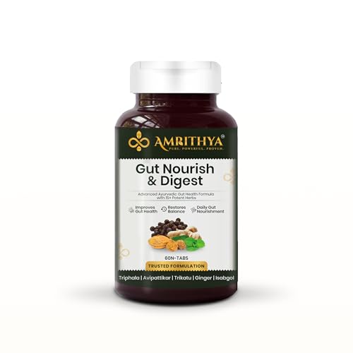 Image of Gut Nourish & Digest Ayurvedic Herbal Tablets for Men & Women | Triphala Psyllium Husk Ginger Avipattikar Supplement | Digestive Wellness Gut Balance & Daily Support - 60 Tablets