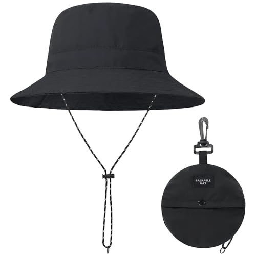 BBXWANG Chapeau de Soleil Pliable pour Femme, Réglable Bob Homme, Léger Bobs Femme pour la Plage et la Pêche (FR/ES, Alpha/Lettres, Taille Unique, Black)