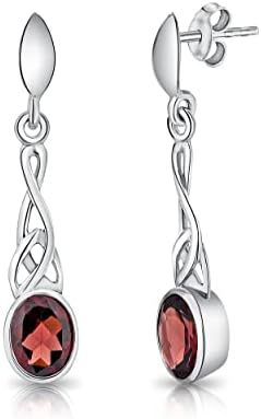 DTPSilver - 925 Sterling Silver Drop/Dangle Butterfly backs Earrings - Trinity Knot - Celtic Collection - Various Natural Gemstones