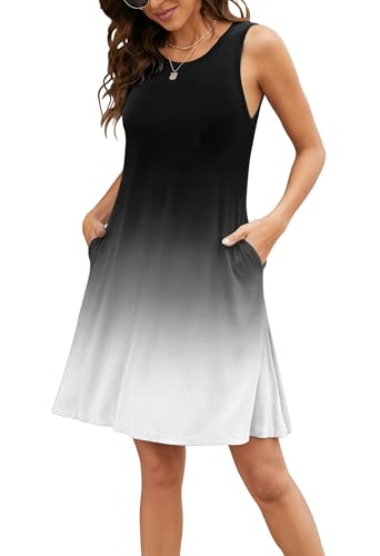 Image of Summer Dresses for Women Casual Sleeveless Swing Sundress with Pockets