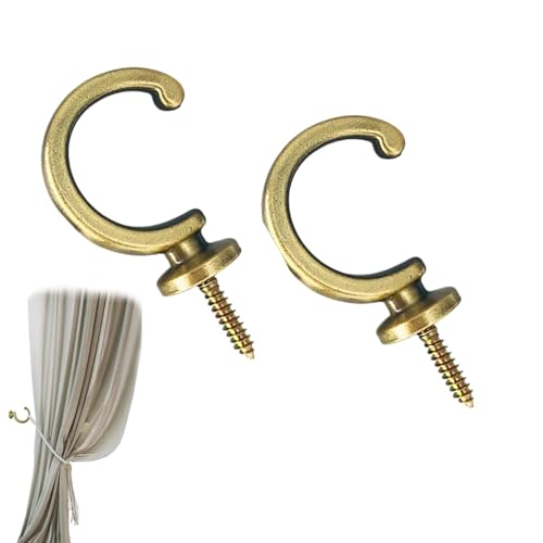 Lot de 2 embrasses en laiton pour rideaux - Crochets muraux vintage en laiton pour rideaux - Supports d'embrasses en métal robuste pour montage de rideau de...