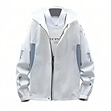 Lightweight Men's Jacket with Hood for Outdoor, Travel, Hiking, Windbreaker, Versatile, Stylish Design, Durable (US, Alpha, XX-Large, Regular, Regular, white)