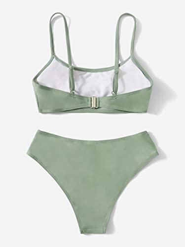 Image of SHENHE Girl's 2 Piece O Ring Bikini High Waisted Spaghetti Strap Cute Swimsuit Bathing Suit