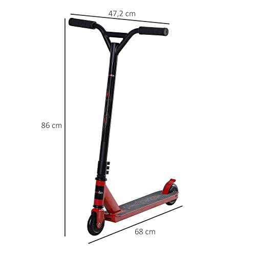 HOMCOM Pro Stunt Scooter, Freestyle Tricks, met 100 mm PU-wielen, voor kinderen en volwassenen, aluminium, zwart/rood - Afbeelding 4