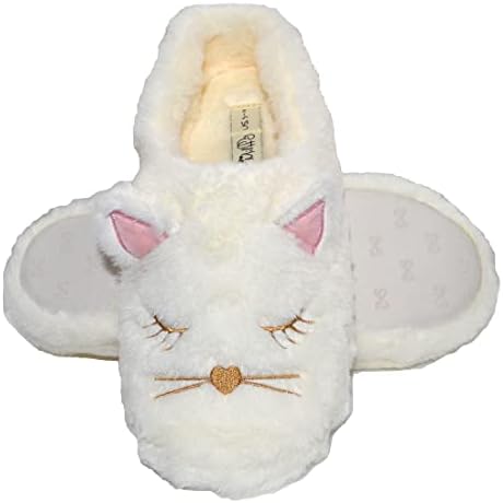 Millffy Warm Animal Cozy Plush Slippers womens house slipper Bedroom cat girl fuzzy slippers (Women M US 9-10, White Cat) | Image 5