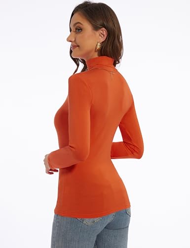 Image of Women's Turtleneck Long Sleeve Shirts Slim Fitted Lightweight Base Layer Casual Tops