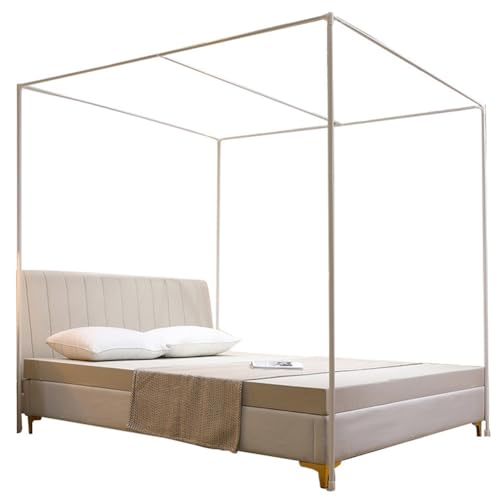 guoiooi Betthimmel Rahmen Edelstahl Mückennetz Rahmen Himmelbett Moskitonetzhalter Vier Eckbett Bettüberdachung Für Twin/Full/Queen/California King/King Size/California King(200x220cm(79x87inch))