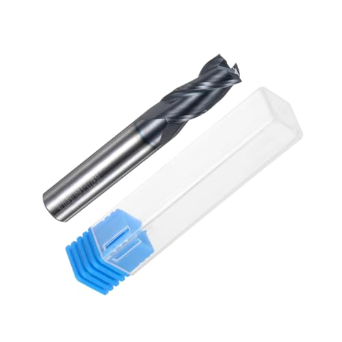 Image of uxcell Carbide Square End Mill, 9 /16 inch Diameter TiAlN Coated 3 Flutes Milling Bit Cutter, for Hardened Steel Stainless Steel Alloy Metal, 9 /16 inch Shank 1-1 /2 inch Cut Length 3-1 /2 inch Long HRC55