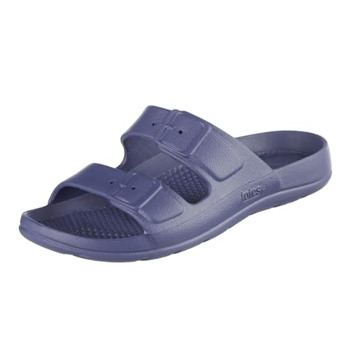 Image of Totes Kids Everywear Double Buckle Slide Sandals Lightweight Waterproof Slides with Textured Footbed