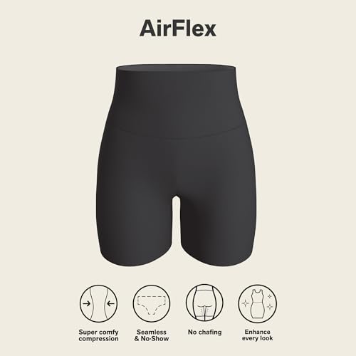 Leonisa Stay-in-Place Seamless Shaper Shorts for Women - High Waisted Shapewear Tummy Control - Anti-chafing Slip Shorts Black