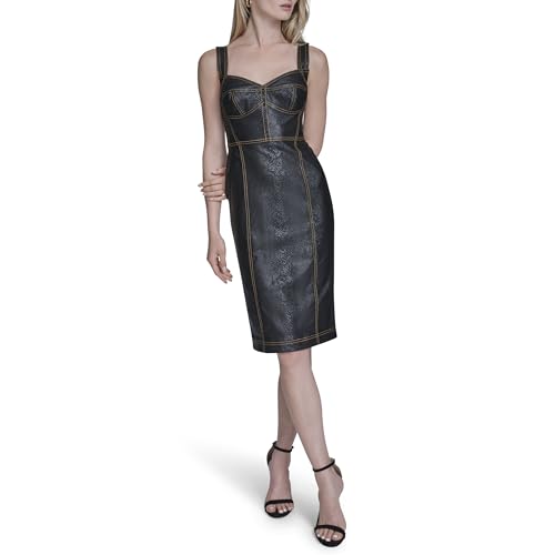 BCBG Women's Sleeveless Sweatheart Neck Denim Sheath Midi Dress2