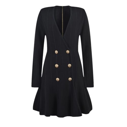 Robe tricotée manche longue Kelsiop col V jupe évasée automne