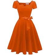 Girstunm Women's Classic Tea Dress Short Sleeve Swing Cocktail Party Dresses with Pockets
