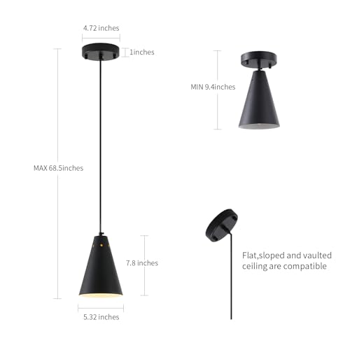 Dijiahua P-JDH116 Black Battery Operated Pendant Light 3 Pack With Remote Control,Wireless Led Mini Chandeliers With Metal Shade, Modern Dimmable 2 Color Temperatures Cord Hanging Indoor Lighting Fixtures thumb #1