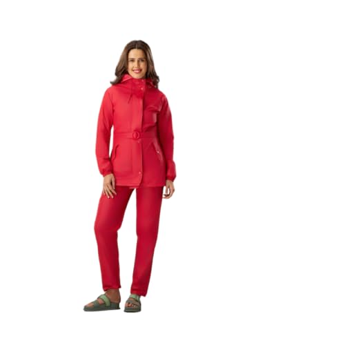 Image of ZEEL Rain Coat for Women Waterproof with Adjustable Hood, Rainwear Suit with Polyester Jacket and Pants for Ladies with Belt, AZ12