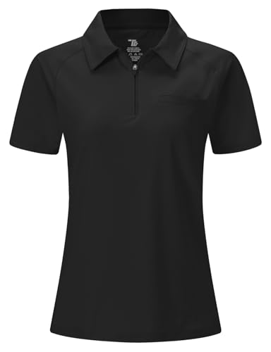 BGOWATU Women's Short Sleeve Golf Polo Shirts 1/4 Zip Tennis Tops Collared T-Shirts UV Protection Quick Dry