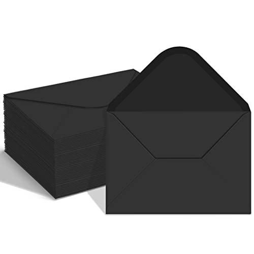 100 Pack 4x6 Envelopes for Invitations, Black A6 Envelopes, Postcard Envelopes, Photo Envelopes, Used for Graduation, Wedding, Baby Shower--(6.5 x 4.75 Inches) (black)