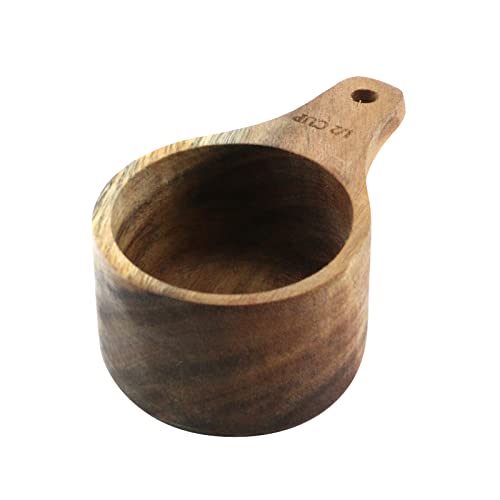 Oedema Wood Measuring Cup Kitchen Utensils 1/2 Cup, For Measuring Liquid, Flour, Nuts #TOP6