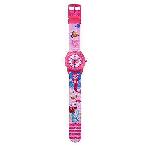 Toddler Girls Kids Children Watch,3D Cute Cartoon Breathable Fabric Band Japanese-Quartz Wristwatches Time Teacher Gifts Watches for Kids Girls Toddlers (Mermaid)4