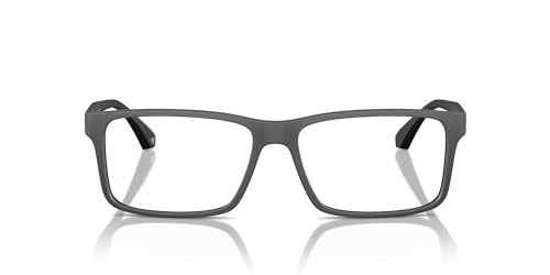 Emporio Armani Men's EA3038 Rectangular Prescription Eyewear Frames, Matte Dark Grey/Demo Lens, 56 mm
