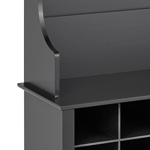 Prepac 60" Wide Hall Tree With 24 Shoe Cubbies, Black #TOP7