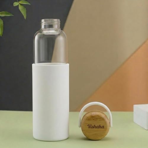 Image of Giftana Personalized Borosilicate Bottle 500ml with Handle - White