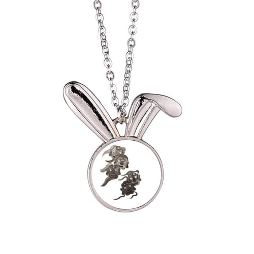 Collier encre chinoise avec pendentif lapin et 5 gobelins aux finitions de précision