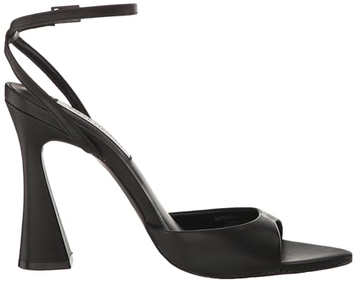 Steve Madden Women's Beki Heeled Sandal, Black Leather, 6