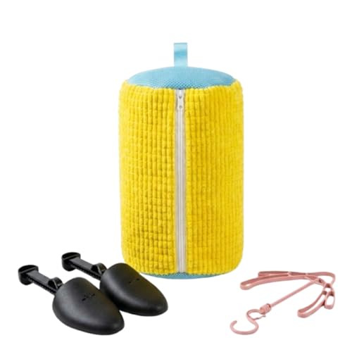 PWOLI Shoe Washing Bag Set with Shapers & Drying Hanger Protective Laundry Bag for Sneakers Casual & Sports Footwear Machine Wash Travel Home Care Yellow/Blue