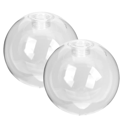 UKCOCO Lot de 2 Abat-Jour Globe en Verre Clair – Diffuseur Universel pour Suspension, Applique ou Lustre, Remplacement Rapide pour Salon, Chambre ou Bureau
