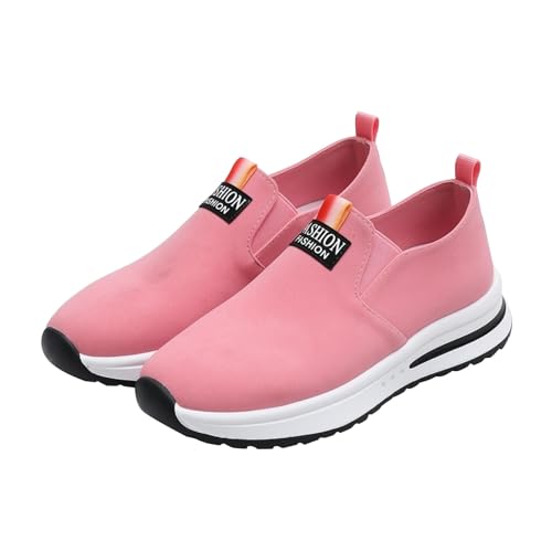 Baskets orthopédiques femme contre les pieds douloureux daim rose semelle épaisse 39