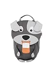Affenzahn Kleiner Freund Kindergarten-Rucksack für 1-3 Jährige Ergonomisch Reflektierend Ziehzunge mit Namensschild Hund - Grau