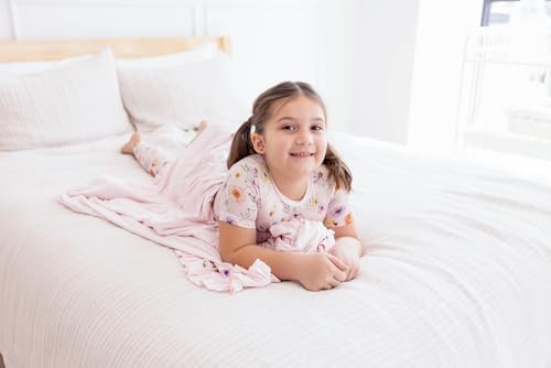 KicKee Print Short Sleeve Pajama Set, Baby to Kid, Viscose from Bamboo Fitted Pajamas, Seasonal Collections, Outdoors (Shrinking Violet Pressed Flowers - 6 Years)4