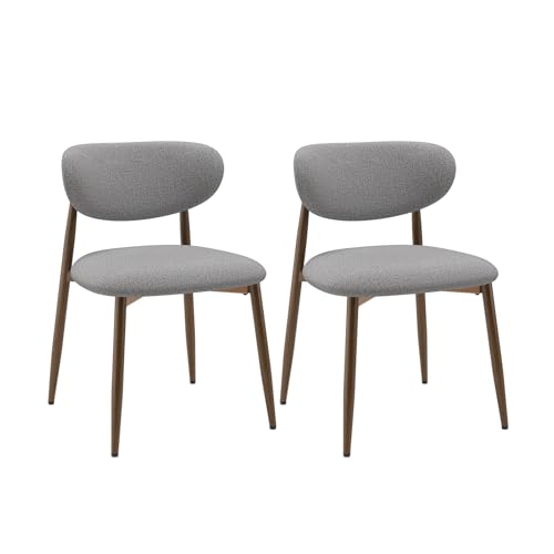 MALOL Dining Chairs Set of 2, Upholstered Dining Room Chairs with Metal Legs and Anti Slip Pads, Curved Back Kitchen Chair for Home and Restaurant Use, Light Grey by MALOL - Used condition - US$68.39