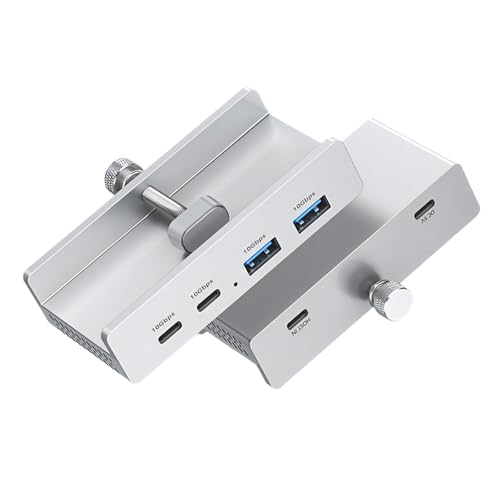 Hub USB de 10 Gbps con clip firme a laptop para evitar caídas de cables y desconexión