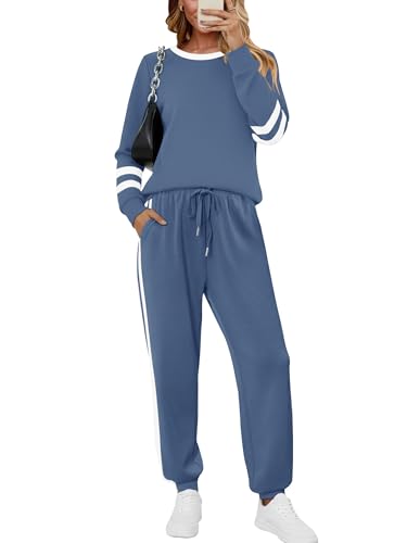 KISSMODA 2 Piece Sets for Women Sweatsuit Casual Tracksuits Long Sleeve Tops and Pants 2025 Lounge Outfits
