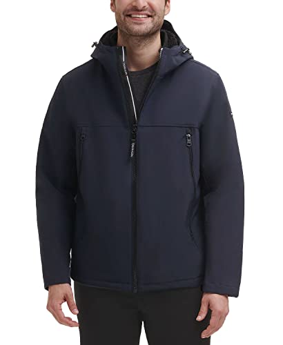 Image of Calvin Klein Men's Winter Coats - Sherpa-lined Hooded Soft Shell Jacket