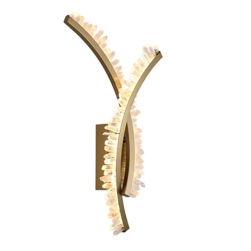 LCSMVLQ Modern Gold Arc Wall Sconce, Crystal Wall Light, Stainless
