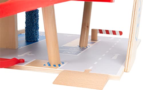 small foot Parkhaus Premium, über 3 Ebenen mit Rampe, Parkhaus für Kinder aus Holz, Rollenspielzeug, 11676, 40.01 x 10.01 x 42.01 cm, Mehrfarbig/Meereswellen (Ocean Tides)