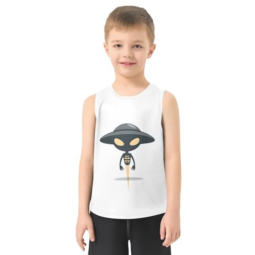 Boys Tank Top Shirts UFO Alien Funny Sleeveless T-Shirts Crew Neck for Kids Clothing Children2