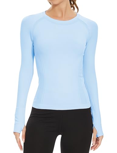 Image of MathCat Workout Shirts for Women Long Sleeve, Workout Tops for Women, Quick Dry Gym Athletic Tops,Seamless Yoga Shirts XS-XL
