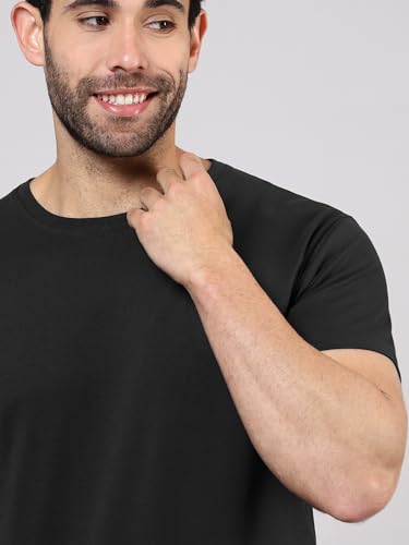 Image of BEYOUNG Cotton Regular Fit Plain T-Shirt for Men | Flexible Round Neck | Casual T-Shirt | Solid T-Shirt | Half-Sleeves | Stylish T-Shirt