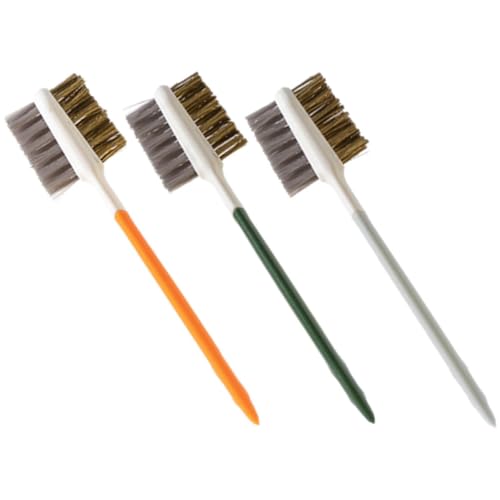 HOMOBABE Cepillo Limpiador de Estufas de Gas 3 Unidades de Doble Punta Mango Cómodo de Acero Inoxidable y Plástico para Cocina y Restaurante