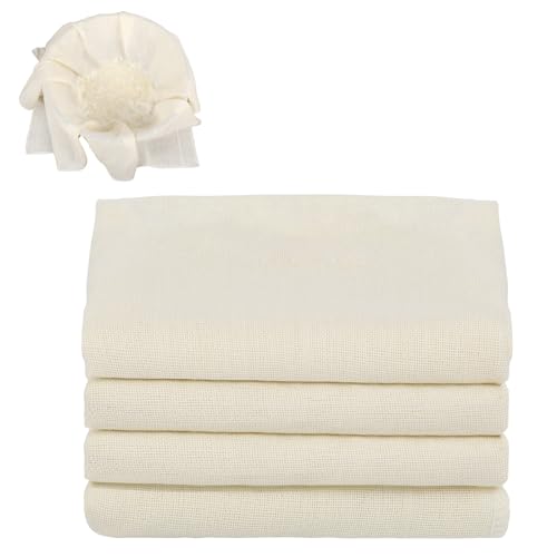 4 Piezas Tela Filtrante Reutilizable, 40 x 40 cm Lavable Cheese Cloth Sin Blanquear Grado 100 Fina Colador Tela para Colar Jugo Queso Té Leche De Frutos Secos Sopa Yogur