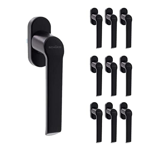 Schüco Manopole per finestre, colore nero, set da 10 pezzi, aspetto di alta qualità, utilizzabile per tutti i sistemi di finestre