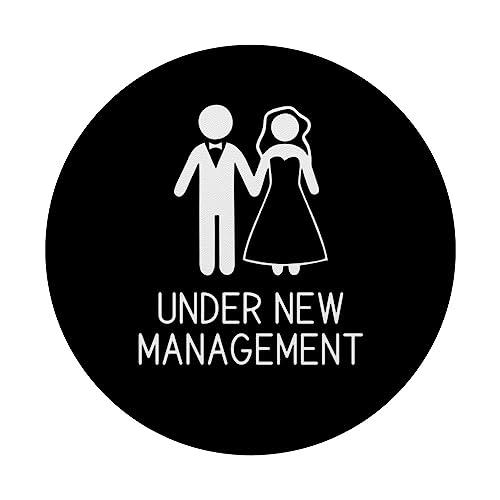 Funny Honeymoon Newlywed Under New Management Husband Wife PopSockets Swappable PopGrip, Black - Image 3