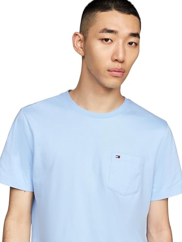 Tommy Hilfiger Herren T-Shirt Kurzarm Essential mit Brusttasche, Blau (Vessel Blue), M – Ansicht 3