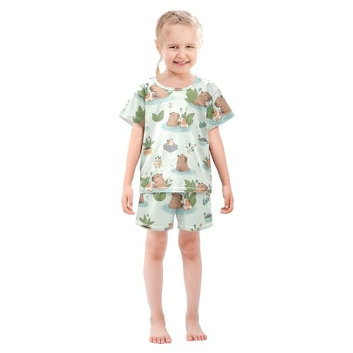 Pajama Short Sets Cute Hamsters Swimming in Ponds Soft Cotton Summer Sleepwear 2 Piece PJS Size 5-14T4