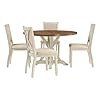 Osp home furnishings delina farmhouse 5 piece dining set natural woodgrain top table with antique white base and chairs  urban country home decor