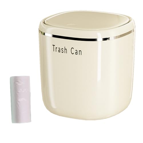 Image of 0.8 Gallon Mini Desktop Trash Can with Push-Open Lid, Small Countertop Waste Basket Includes 50 Bags，Eco-Friendly PP Little Garbage Can, Tiny Trash Bin for Office, Bedroom & Bathroom(White)